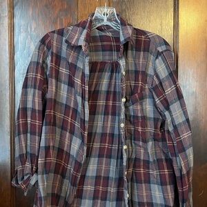 Brandy Melville Burgundy Plaid Shirt